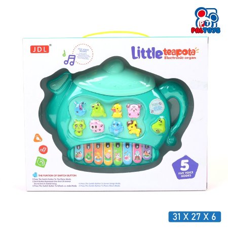 بيانو أطفال إلكتروني على شكل إبريق مع أزرار موسيقية وأضواء